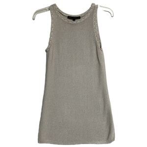 White House Black Market Tunic Length Tank Oatmeal, Gold‎ Threading Glittery, XS